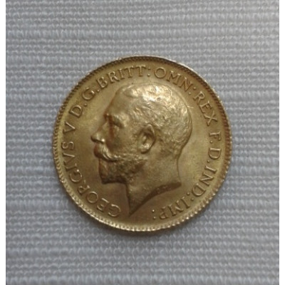 Монета 1/2 соверена 1914 г. Англия. Золото 917 проба.